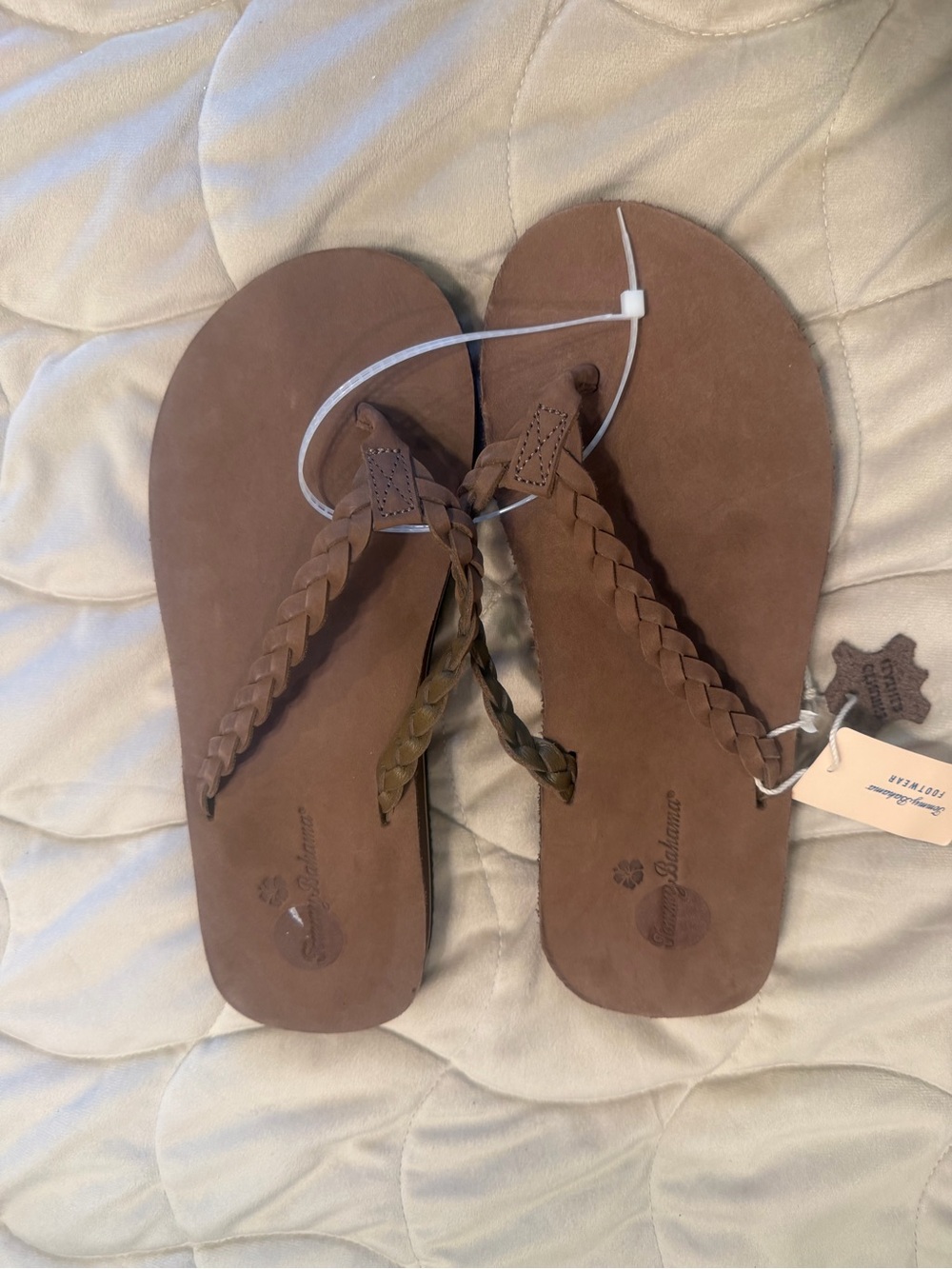 Tommy Bahama Brown Braided Leather Thong Sandals 10